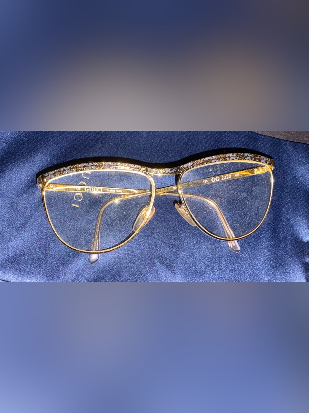 Gucci Gold Crystal Accent Women's Eyeglass Frame - Italian Design
